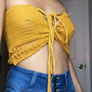 Crochet mustard color crop top